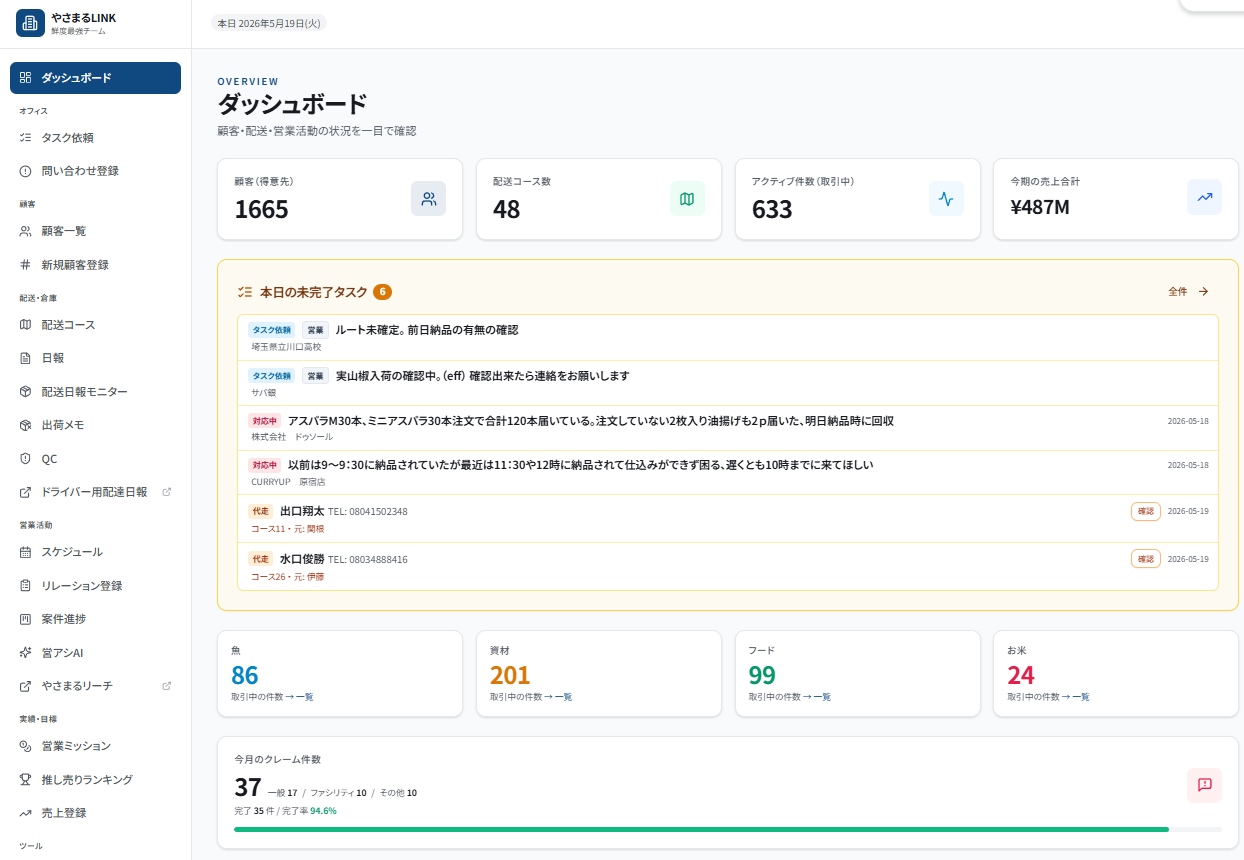 顧客管理 / 社内連絡システム のUIプレビュー